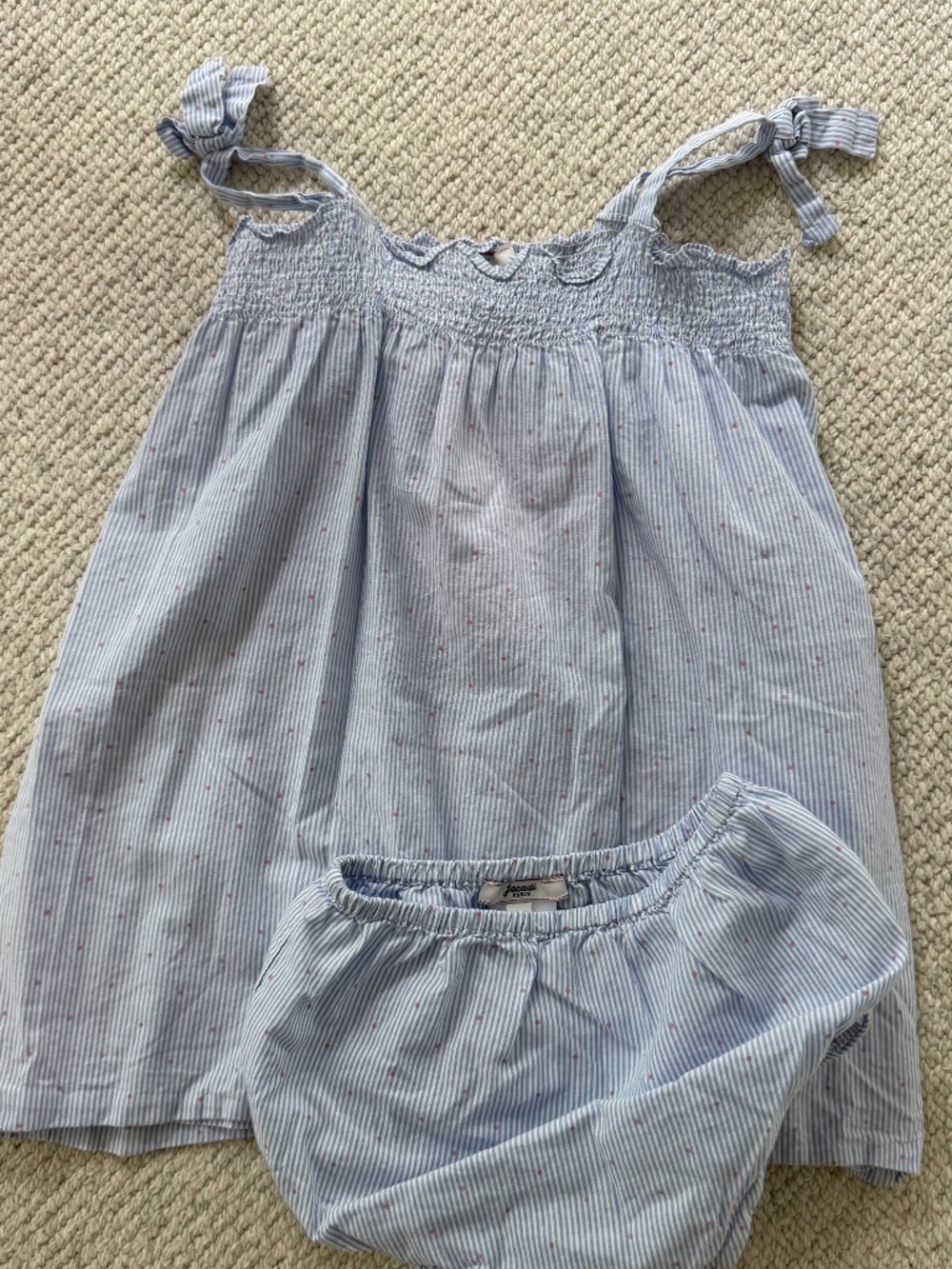 Jacadi Blue Check Dress and Bloomers Set